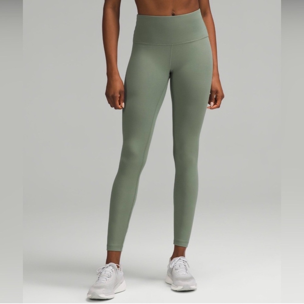 NWT! Lululemon Wunder Train Ribbed HR Tight 28” GREU (Grey Eucalyptus)